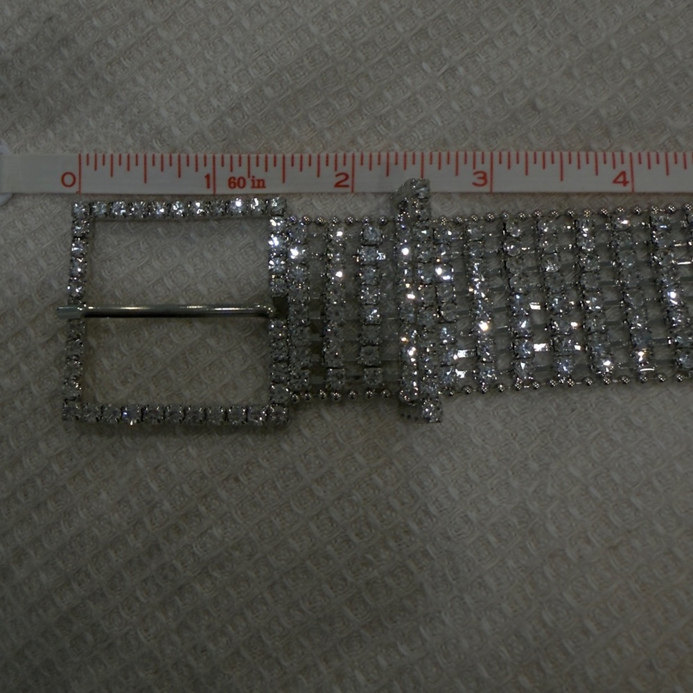 NWT Clash Clothing Sparkling Silver Rhinestone Belt O/S - Picture 2 of 6